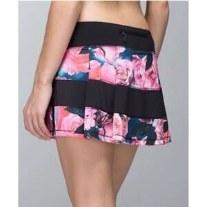 Lululemon Pace Rival Secret Garden Skirt Skort Sz 12 Regular Rose Floral Pink